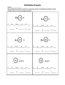 Distributive Property Worksheet by Every Minute Matters | TpT