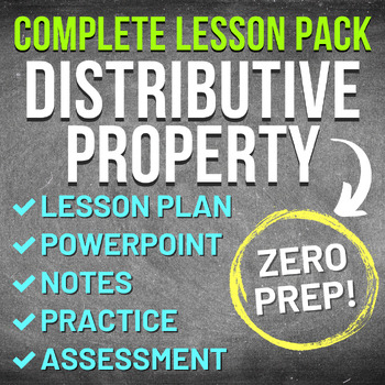 Preview of Distributive Property Worksheet Complete Lesson Pack (NO PREP, KEYS, SUB PLAN)