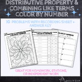 Distributive Property and Combining Like Terms Color by Nu