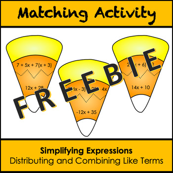 Preview of Distributive Property and Combining Like Terms Matching Activity