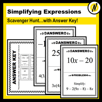 Preview of Simplifying Polynomial Expressions with the Distributive Property Scavenger Hunt
