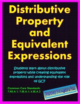 Preview of Distributive Property and Equivalent Expressions Print & Digital Options