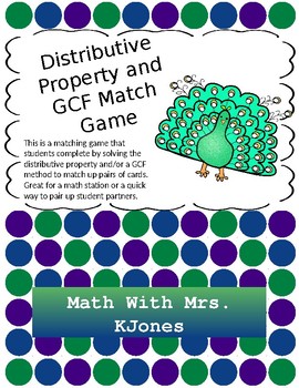 Preview of Distributive Property and GCF Match Game