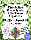 Distributive Property and Like Terms Equations Color Sheets