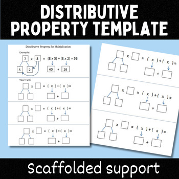 Preview of Distributive Property for Multiplication Template/Practice 3.OA.B.5