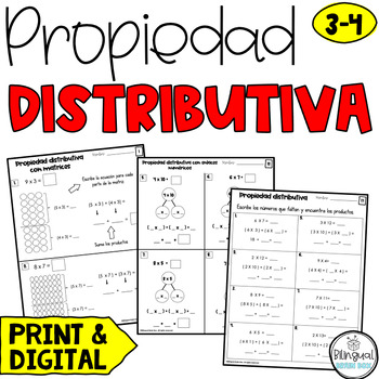 Preview of Distributive Property in Spanish  - Propiedad distributiva - Multiplicación