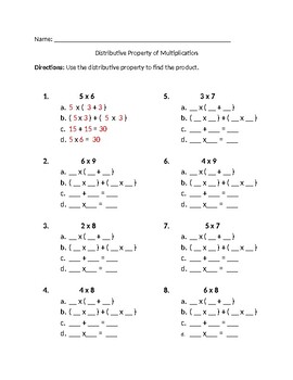 Distributive Property of Multiplication by Joanna Gallardo | TpT