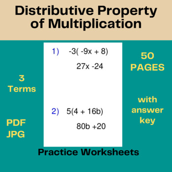 Preview of Distributive Property of Multiplication Activities - Practice Worksheets-Pre-Alg