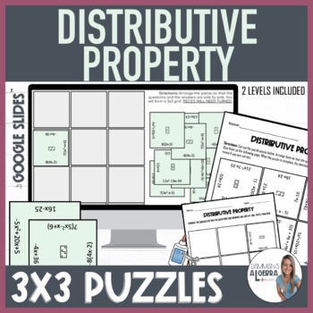 Preview of Distributive Property of Multiplication |  Digital and Printable 3x3 Puzzles