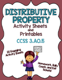 Distributive Property of Multiplication Printables:  CCSS 3.OA.5