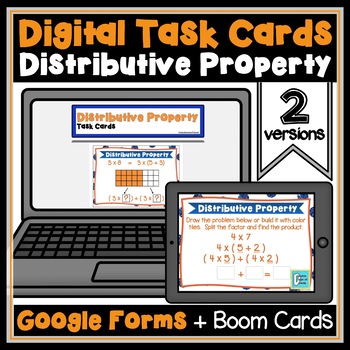 Preview of Distributive Property of Multiplication Task Cards | Digital Resources