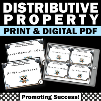 Preview of Distributive Property of Multiplication Games Pre Algebra 1 Math Task Cards