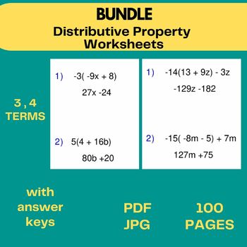 Preview of Distributive Property of Multiplication Worksheet -Practice Activity -BUNDLE