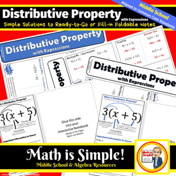 Preview of Distributive Property with Expressions Foldable Notes
