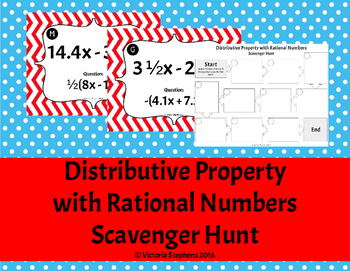 distributive property with rational numbers scavenger hunt tpt