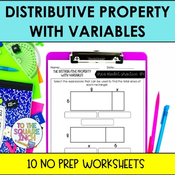Preview of Distributive Property with Variables Worksheets
