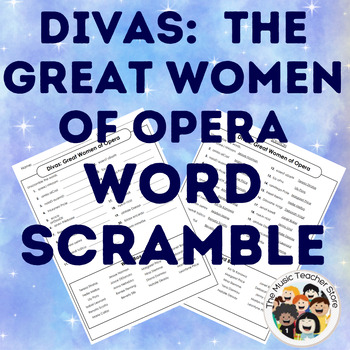 Preview of Divas:  Great Women of Opera Word Scramble Puzzle