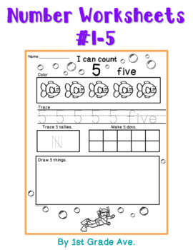 Preview of Number Workbook 1-5 Seesaw Math Activities & Printable Included! Ocean Theme
