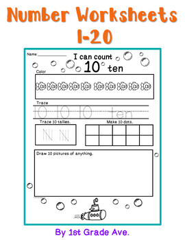 Preview of Number Worksheets 1-20 Seesaw Math Activities & Printable Included! Ocean Theme
