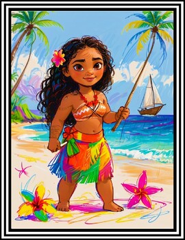 Preview of Dive into Adventure: Printable Moana Coloring Pages for Kids