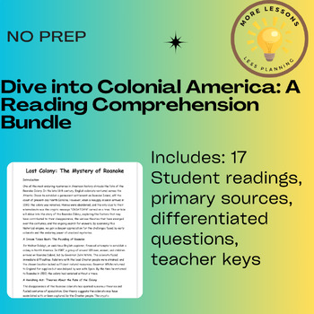 Preview of Dive into Colonial America: A Reading Comprehension Bundle