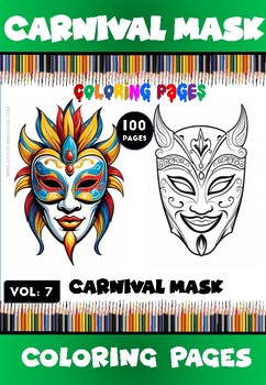 Preview of Dive into Festive Fantasy: Carnival Mask Coloring Pictures Vol 7