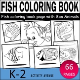 Fish Coloring Book: Fish coloring book page with Sea Animals