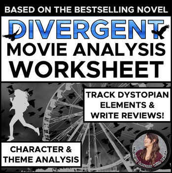 Preview of Divergent Movie Character and Theme Analysis Worksheet
