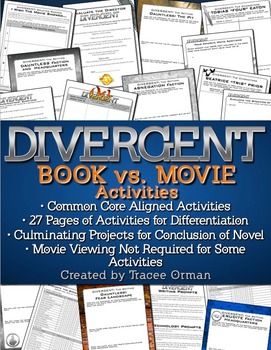 Preview of Divergent Movie and Book Comparison Activities RL.7