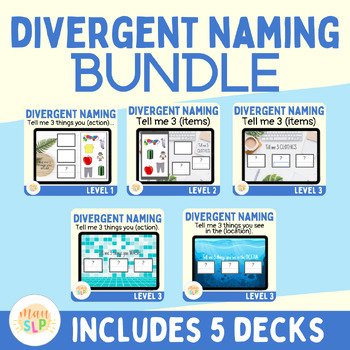 Preview of Divergent Naming for Speech Therapy Boom Cards™ Bundle