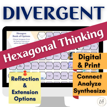 Preview of Divergent by Veronica Roth Novel Study, Lit Circles Hexagonal Thinking Activity