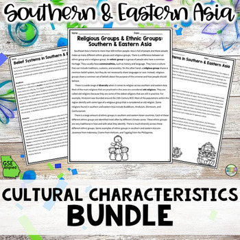 Preview of Diverse Cultures in Southern & Eastern Asia BUNDLE (SS7G12, SS7G12a, SS7G12b)