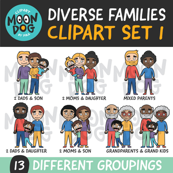 Download Diverse Families Clipart Set 1 By Moondog Creative Tpt