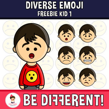 Preview of Diverse Kid Emoji Emotion Faces Freebie PartyHead Kiddos Tracing