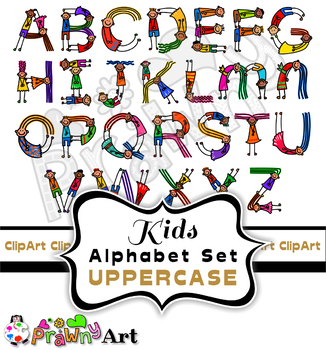 Preview of Diverse Kids Alphabet Font Clip Art