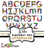 Diverse Kids Alphabet Font Clip Art