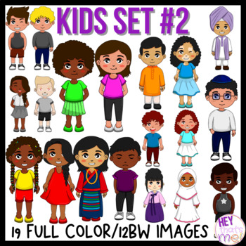 Superhero Kids Stamps Clipart, Multicultural Kids, MEGA BUNDLE AMB-2313