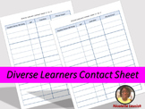Diverse Learners Contact Sheet