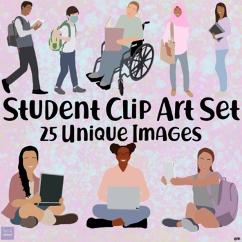 Preview of Diverse Students Clip Art Set