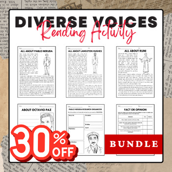 Preview of Diverse Voices Poets - Reading Activity Pack Bundle | National Poetry Month Acti