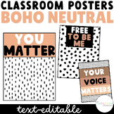 Boho Neutral Black and White Classroom Posters