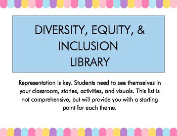 Preview of Diversity, Equity, and Inclusion Themed Book List