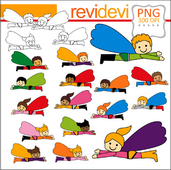 Preview of Diversity Flying Superhero Clipart, 20 graphics