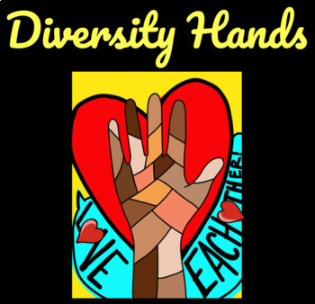 Preview of Diversity Hands Art Project-Black History Month-Color Mixing-Virtual Learning