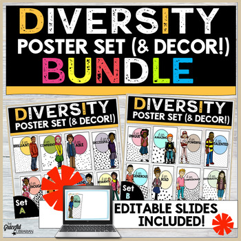 Preview of Diversity Inclusive Posters Bulletin Board and Classroom Decor Set - The Bundle