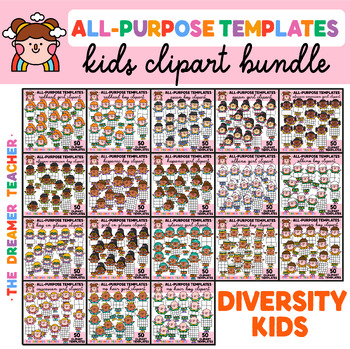 Preview of Diversity Kids Clipart Sections Templates Growing Bundle