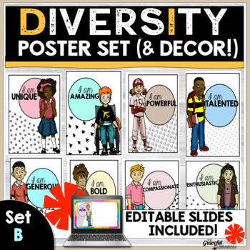 Preview of Diversity Inclusive Posters Digital and Bulletin Board Set - Set B