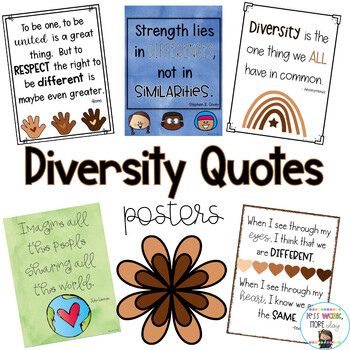 Diversity Quote Posters By Less Work More Play Tpt