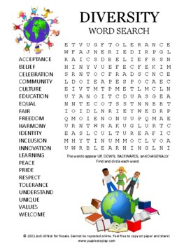 diversity word search worksheet puzzle easel activity game by puzzles to play