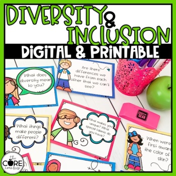 Preview of Diversity and Inclusion Prompt Cards K-6 - Social Justice Discussion Starters